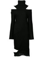 Valery Kovalska Ribbed Cold Shoulder Dress - Black