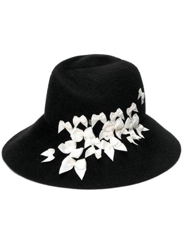 Maison Michel Bow Appliqué Hat - Black