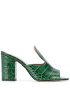 Paris Texas Crocodile Print Sandals - Green