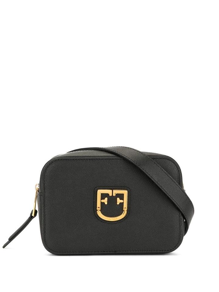 Furla Logo Plaque Crossbody Bag - Black