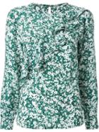 Dresscamp Ruffled Floral Print Blouse, Women's, Size: 36, Green, Silk