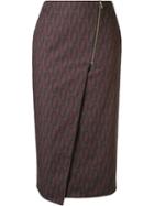 Andrea Marques Printed Midi Pencil Skirt, Women's, Size: 42, Black, Cotton/spandex/elastane
