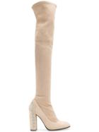 Fabi Embellished Heel Thigh Boots - Nude & Neutrals