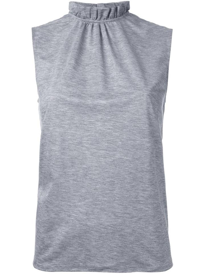 Le Ciel Bleu Frilled Collar Sleeveless Blouse