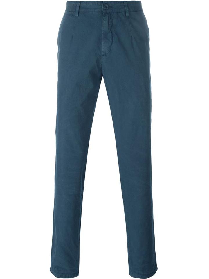 Dolce & Gabbana Classic Chinos, Men's, Size: 48, Blue, Cotton/calf Leather