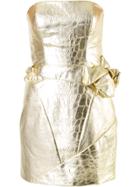 Rubin Singer Crocodile Effect Bustier Dress - Metallic