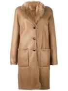 Joseph Panelled Coat, Women's, Size: 34, Nude/neutrals, Lamb Skin/lamb Fur