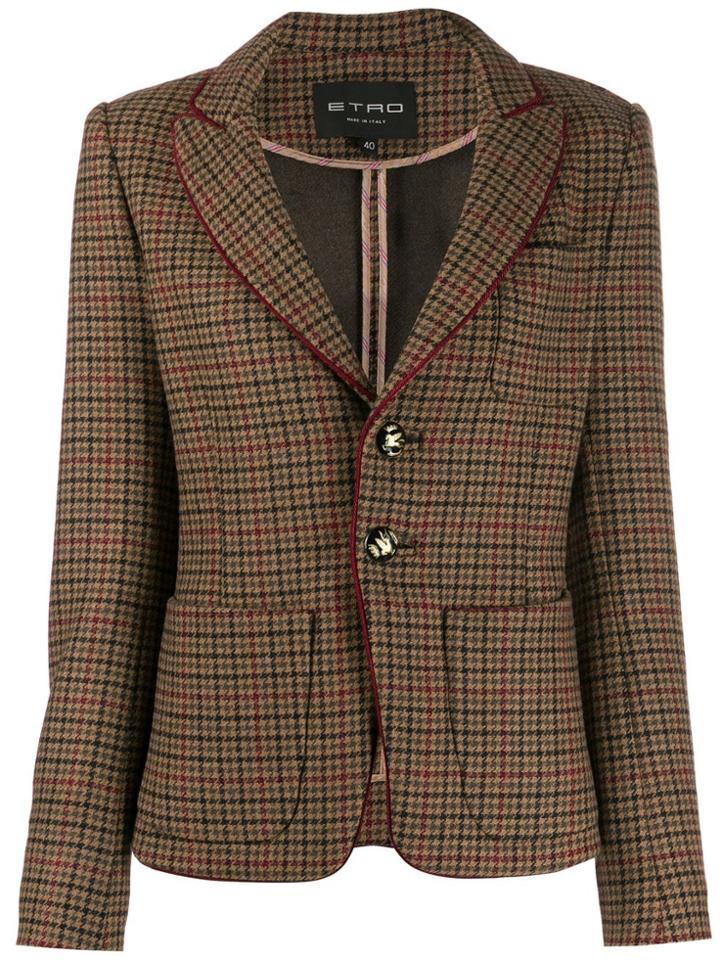Etro Check Pattern Blazer - Brown