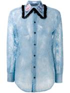 Melampo - Sheer Lace Shirt - Women - Cotton/nylon/polyester - 40, Women's, Blue, Cotton/nylon/polyester