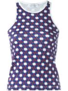 Carven Shamrock Print Tank Top, Women's, Size: Large, Blue, Cotton