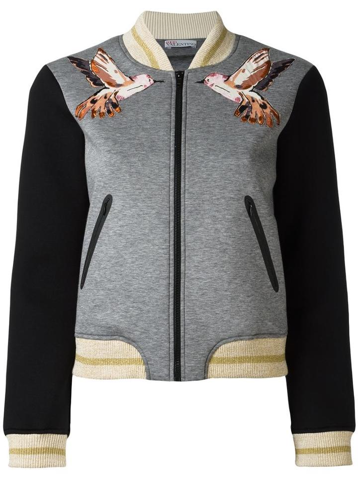 Red Valentino Three-quarters Sleeve Bomber Jacket, Women's, Size: Xs, Grey, Cotton/polyester/polyamide/viscose