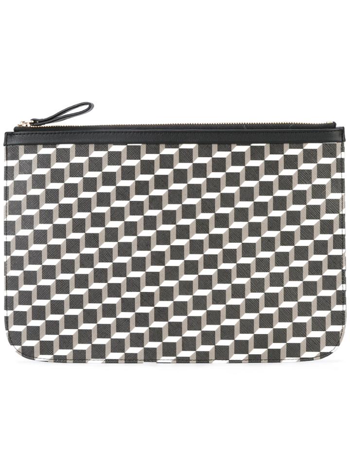 Pierre Hardy Geometric Print Zipped Clutch - Black