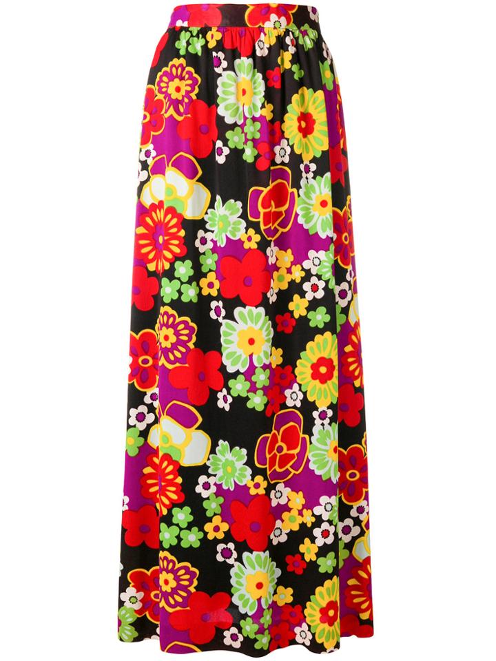 William Vintage Retro Floral Skirt - Black
