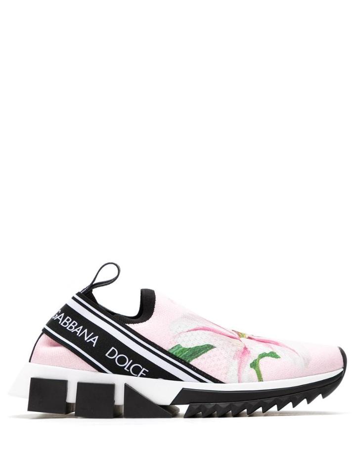 Dolce & Gabbana Sorrento Lily-print Sneakers - Pink