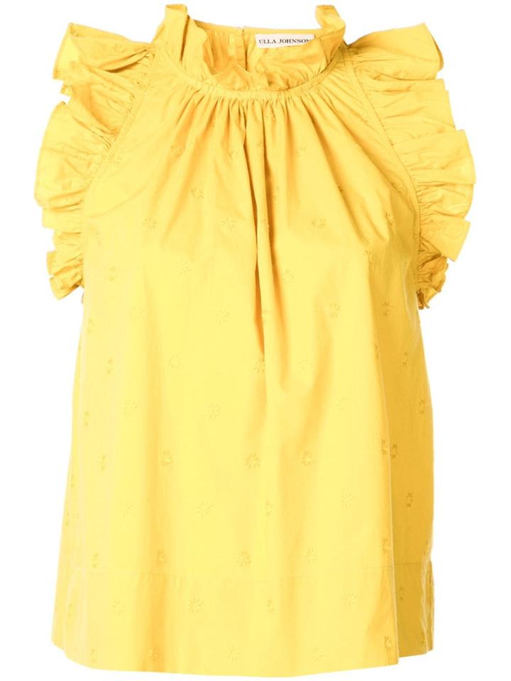 Ulla Johnson Frilled High Neck Sleeveless Top - Chartreuse