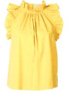 Ulla Johnson Frilled High Neck Sleeveless Top - Chartreuse