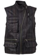 Haider Ackermann Striped Cargo Vest, Men's, Size: Medium, Black, Cotton/linen/flax
