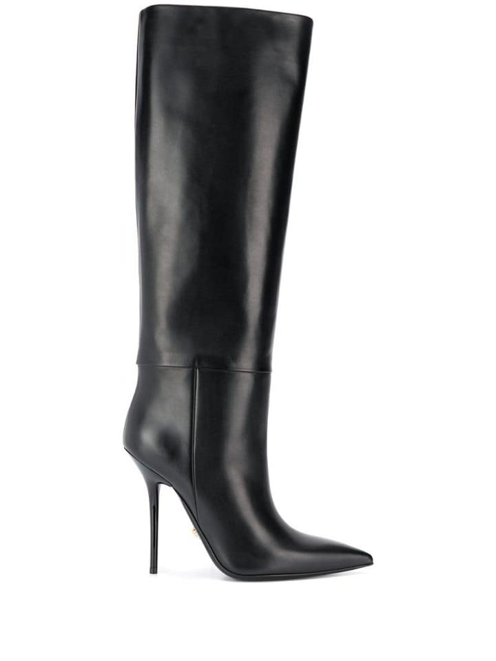 Versace Panelled Stiletto Boots - Black