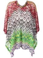 Missoni Check Knit Poncho - Red