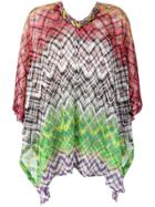 Missoni Check Knit Poncho - Red