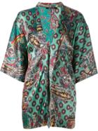 Ermanno Gallamini Paisley Print Kimono Top, Women's, Size: S, Green, Silk