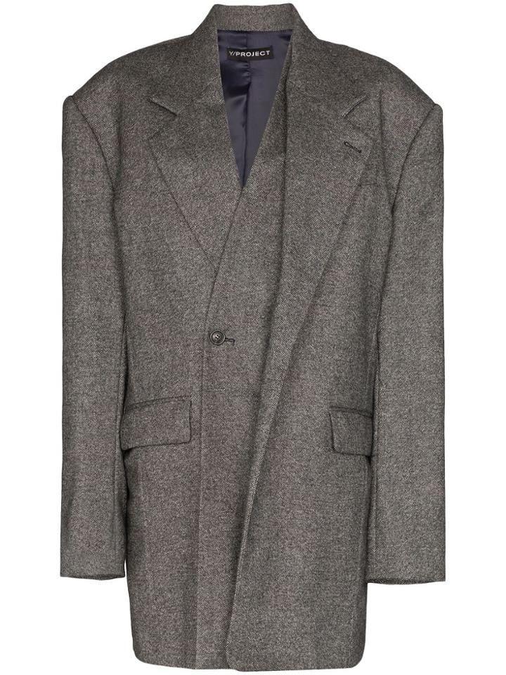 Y/project Oversized Collared Blazer - Grey