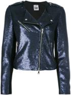 Twin-set Sequinned Biker Jacket, Size: Large, Blue, Polyester