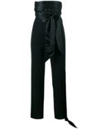 Jw Anderson Cummerbund High-waist Satin Trousers - Black