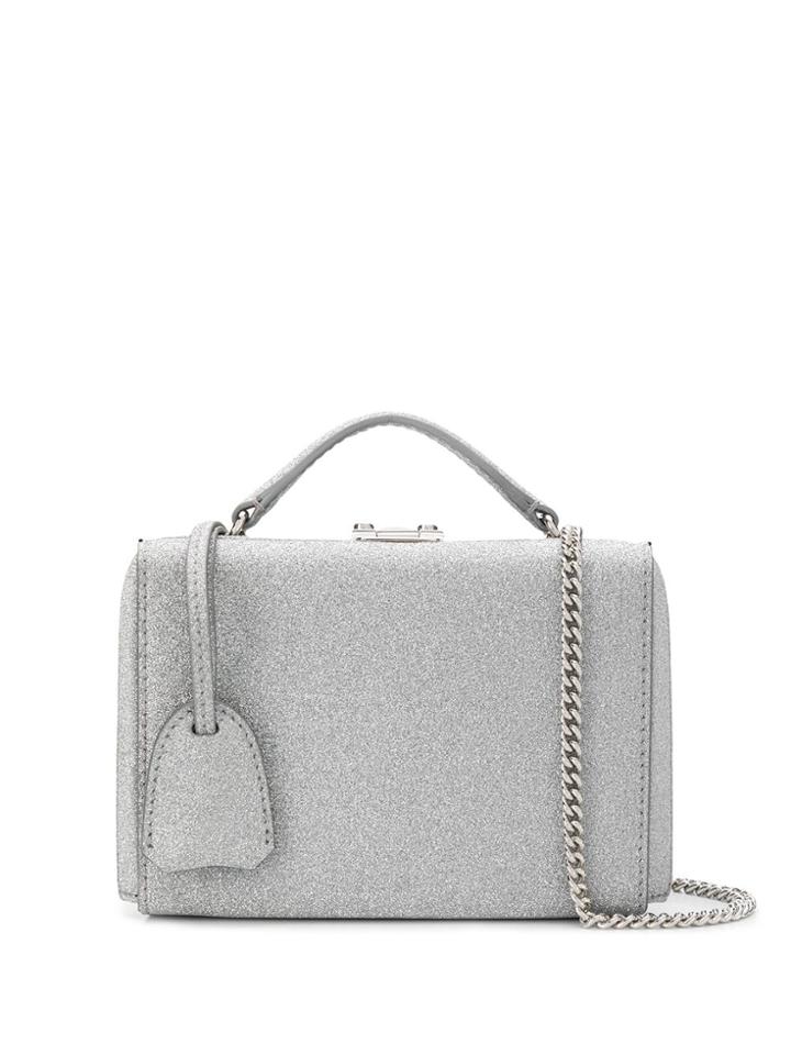 Mark Cross Grace Glitter Mini Box Bag - Silver