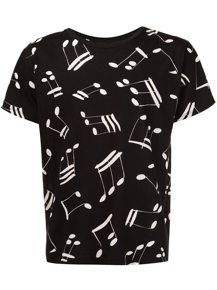 Saint Laurent Musical Note Printed T-shirt, Adult Unisex, Size: Xxl, Black, Cotton