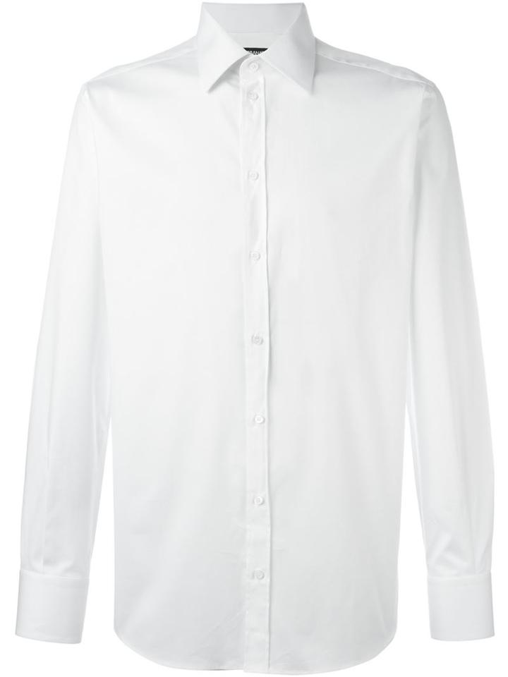Dolce & Gabbana Spread Collar Shirt, Men's, Size: 40, White, Cotton/spandex/elastane