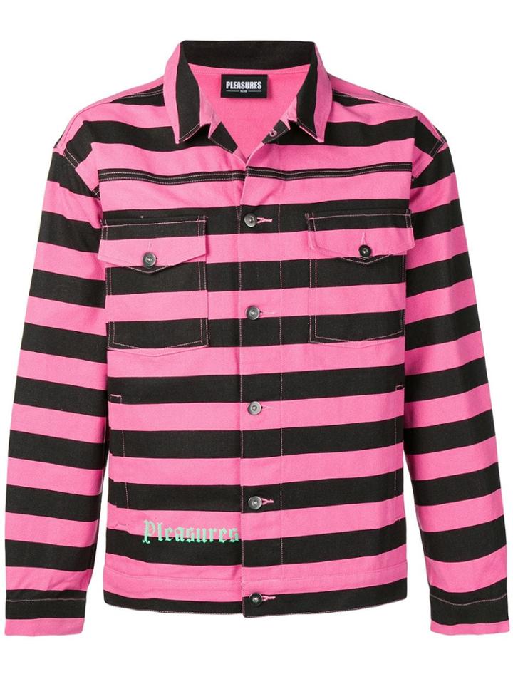Pleasures Striped Overshirt Jacket - Pink