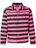 Pleasures Striped Overshirt Jacket - Pink