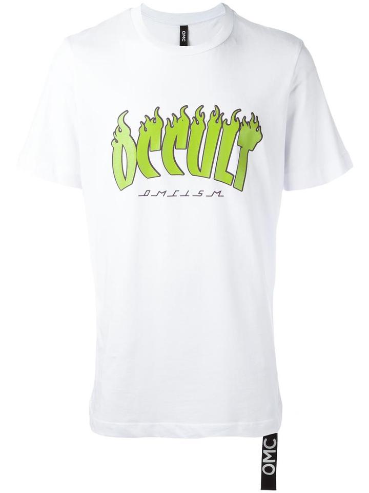 Omc Flame Print T-shirt, Men's, Size: Large, White, Cotton
