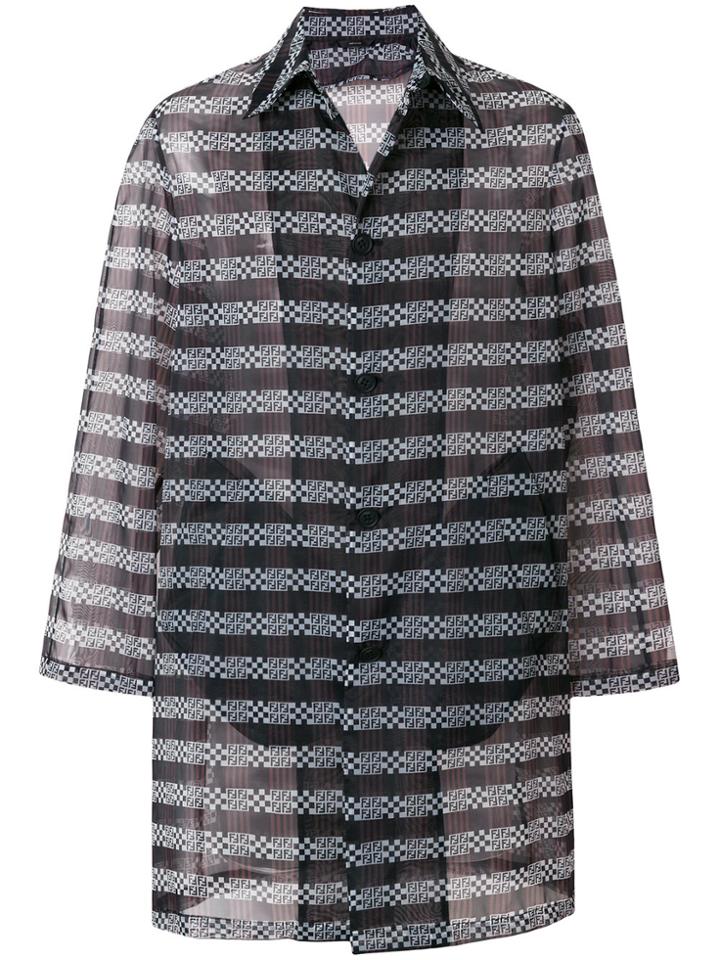 Fendi Zucca Pattern Single-breasted Coat - Black