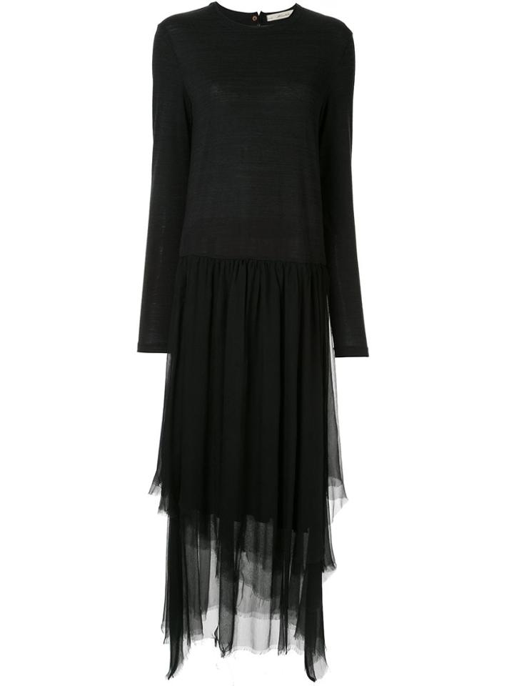 Aleksandr Manamïs Long-sleeve Asymmetric Draped Dress - Black