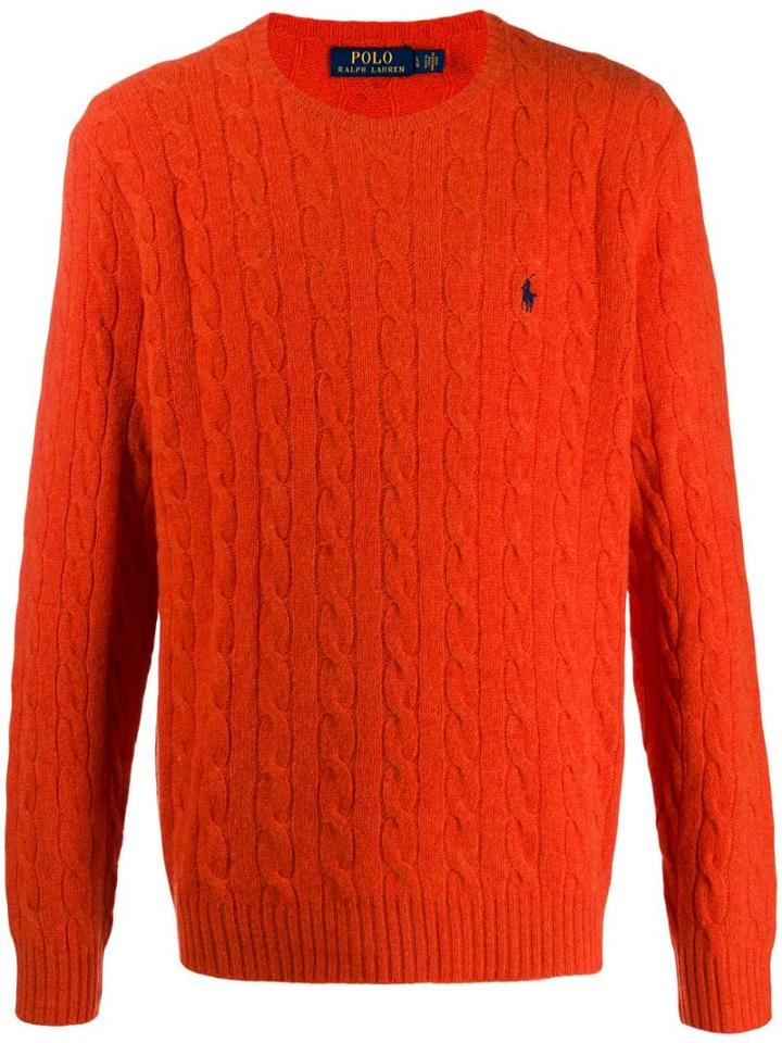 Polo Ralph Lauren Embroidered Logo Knitted Sweater - Orange