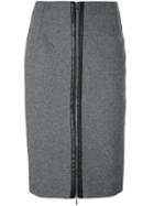 Mugler Pencil Skirt, Women's, Size: 40, Grey, Lamb Skin/polyamide/polyester/wool