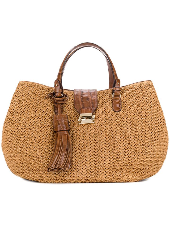 Ermanno Scervino Large Woven Tote - Brown