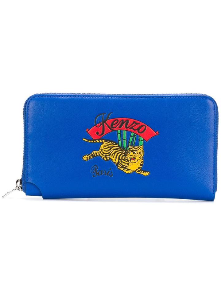 Kenzo Tiger All-around Zipped Wallet - Blue