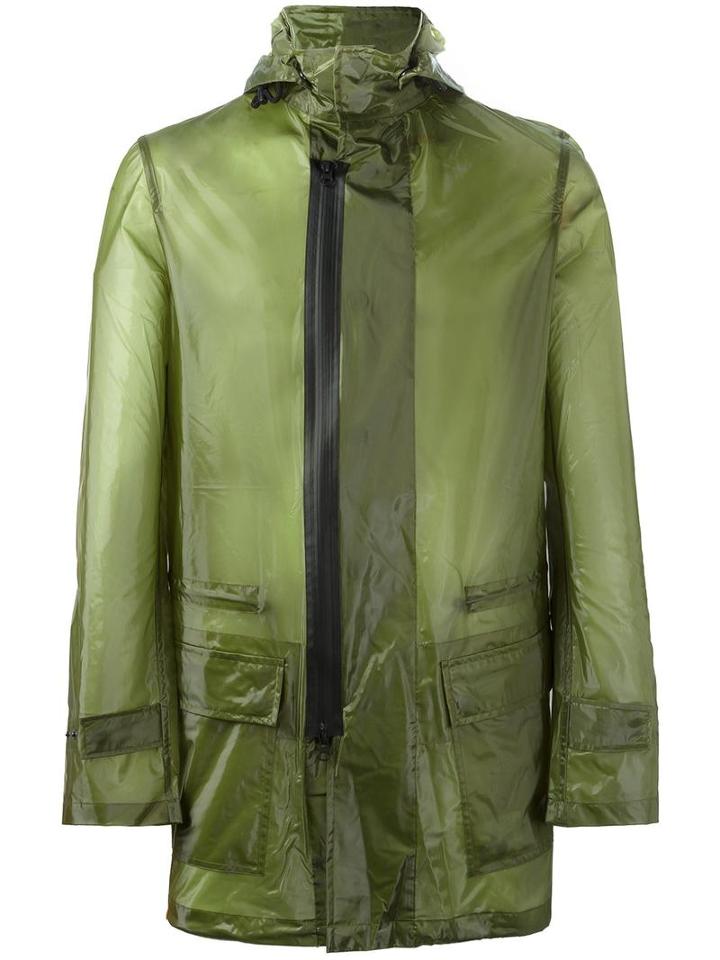 Y-3 Hooded Raincoat, Men's, Size: Small, Green, Polyamide