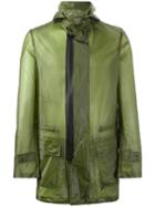 Y-3 Hooded Raincoat, Men's, Size: Small, Green, Polyamide