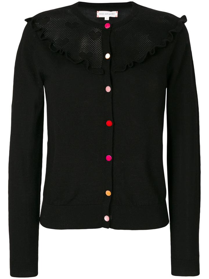 Chinti & Parker Lace Yoke Cardigan - Black