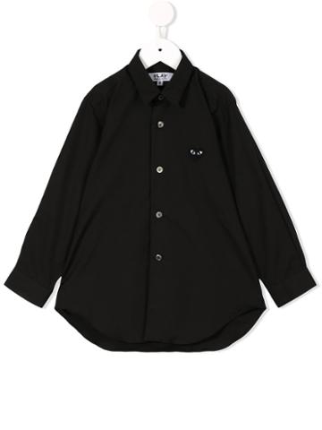 Comme Des Garçons Play Kids - Embroidered Logo Shirt - Kids - Cotton - 6 Yrs, Black