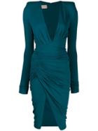 Alexandre Vauthier Deep V-neck Ruched Dress - Blue