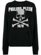 Philipp Plein Rhinestone Skull Holey Jumper - Black