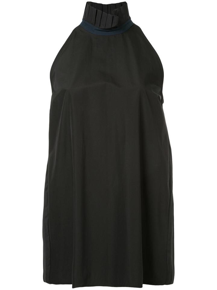 Monographie Pleated Sleeveless Blouse - Black