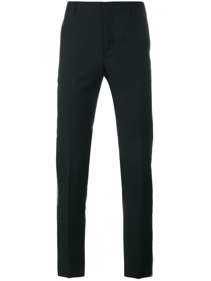 Lanvin Striped Slim Fit Trousers, Men's, Size: 48, Black, Viscose/wool