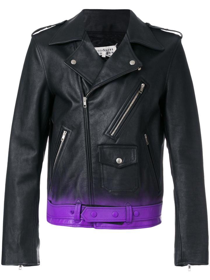 Maison Margiela Gradient-effect Biker Jacket - Black