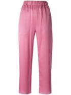 Julien David - Elastic Waist Trousers - Women - Silk - M, Women's, Pink/purple, Silk